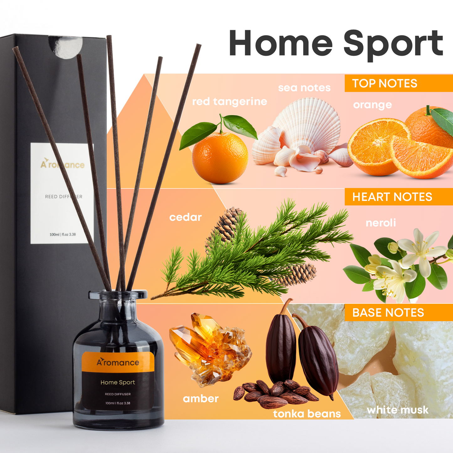 Home Sport Reed Diffuser Set | Spicy Woody Fragrance with Marine Notes | 3.38 oz